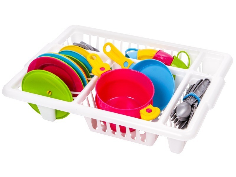 Műanyag 32 darabos étkészlet tálcában