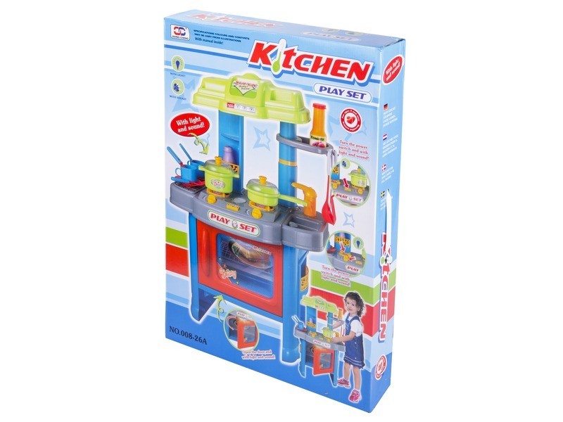 Kék játékkonyha világítással