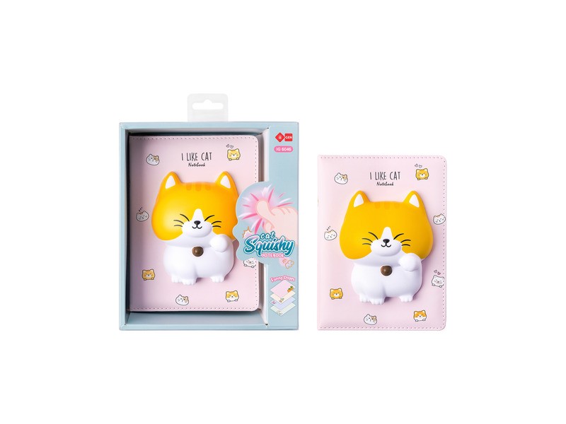 Macskás squishy füzet – puha borítás, aranyos mintás