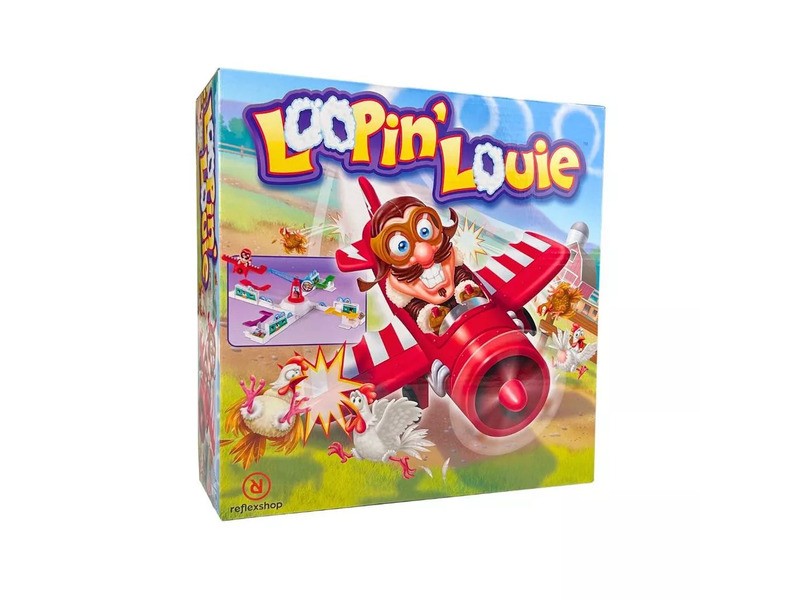 Loopin' Louie társasjáték — doboz és játékelemek