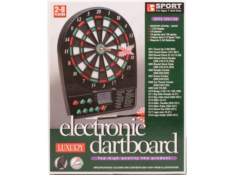 Kerekített elektromos darts tábla, 3 dobónyíllal