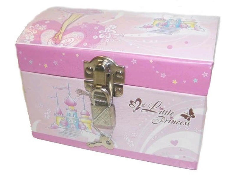 Hercegnő ékszerdoboz rózsaszín, fém lakattal