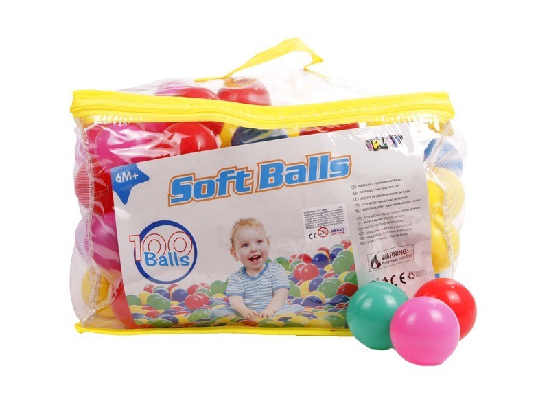 100 db színes műanyag labda, 6 cm