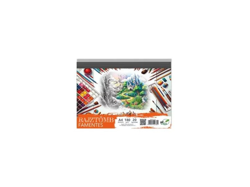Rajztömb A/4 (20 lap) - 180 g/m², színes kastély borító