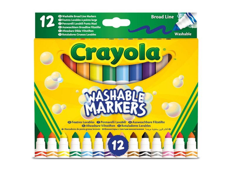 Crayola 12 db lemosható tompahegyű filctoll - élénk színek