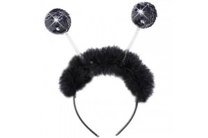 Fekete flitteres tollas fejdísz rugalmas fejpánt