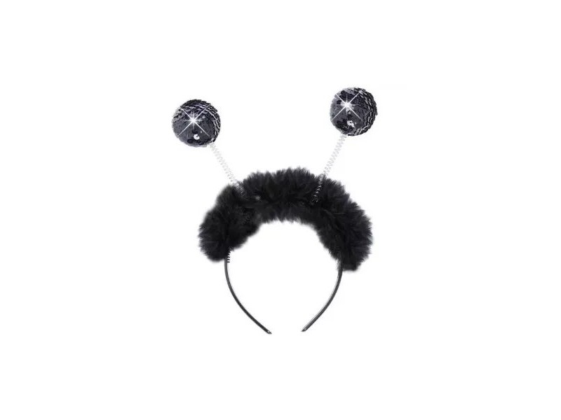 Fekete flitteres tollas fejdísz rugalmas fejpánt