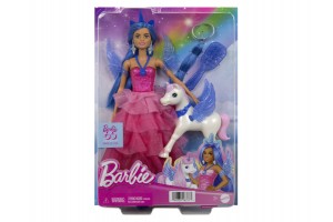 Barbie Zafír hercegnő baba szárnyas unikornissal, 30 cm