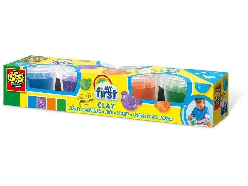 SES Első szuper gyurmám készlet - neon színek, 4x90 g