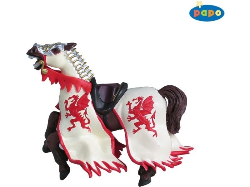 Papo piros sárkány pajzsos katonaló figura