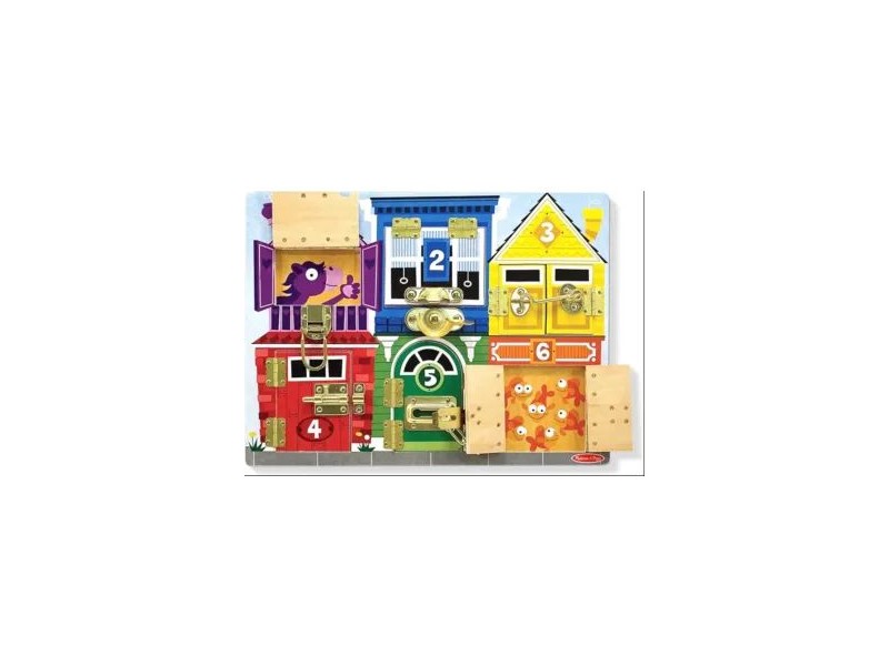 Melissa & Doug matató tábla - 6 ajtós fa játék
