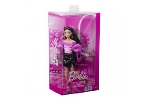 Barbie fekete miniszoknyában, pink felső, kiegészítők