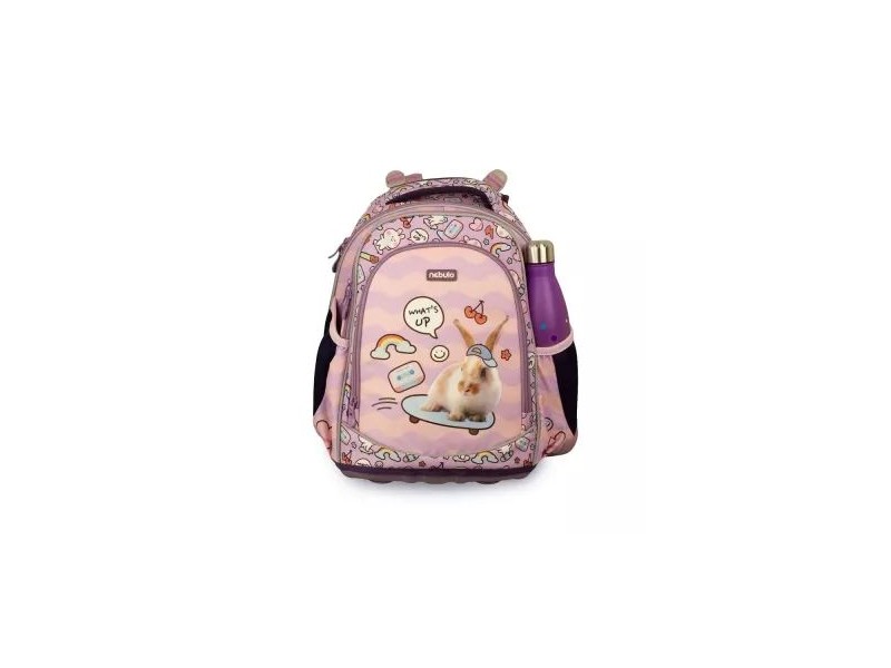 Whatsup nyuszis ergonomikus iskolatáska - rózsaszín-lila