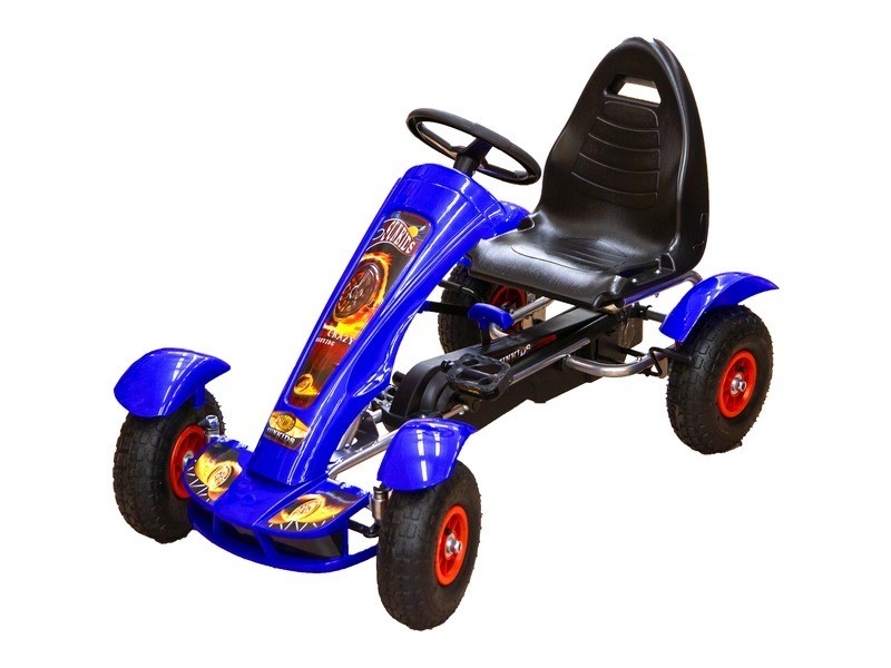 Kék pedálos gokart — állítható ülés, kézifék