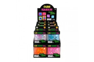 Squishy Cube neonszínű csillagos kocka 6x6x6 cm