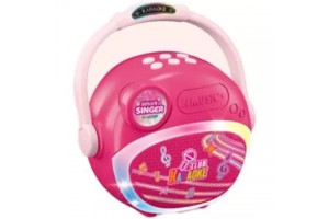 Rózsaszín Bluetooth karaoke hangszóró dupla mikrofonnal