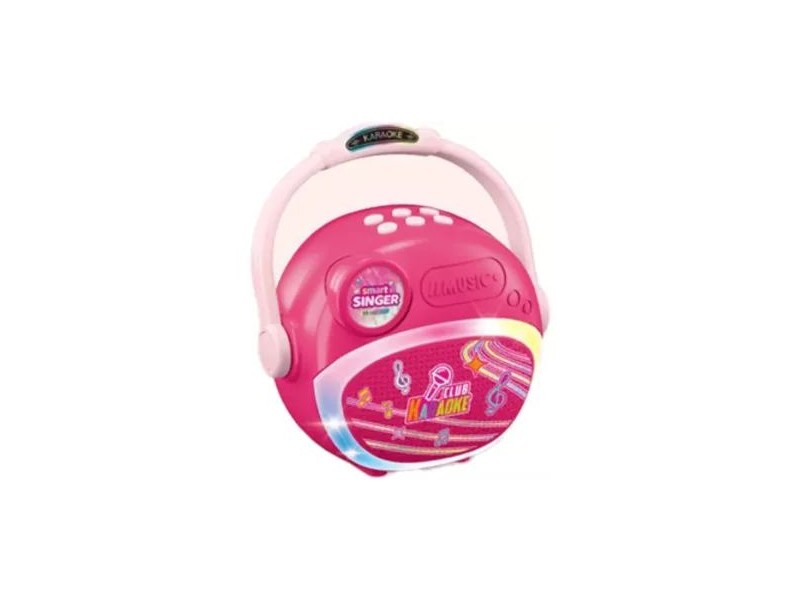 Rózsaszín Bluetooth karaoke hangszóró dupla mikrofonnal