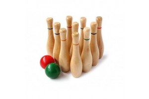 Teke szett - natúr fa, 2 golyó és 10 bábu