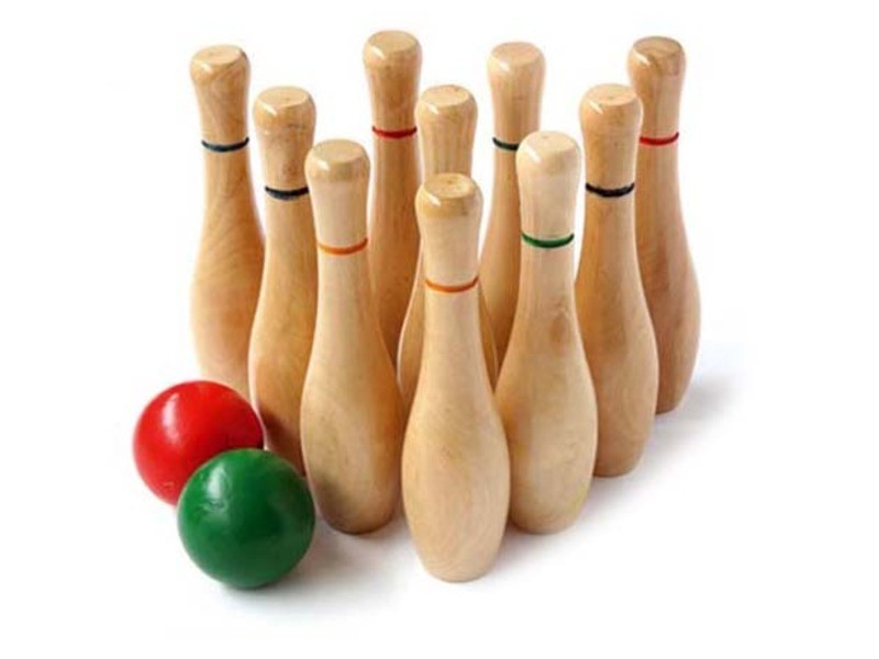 Teke szett - natúr fa, 2 golyó és 10 bábu