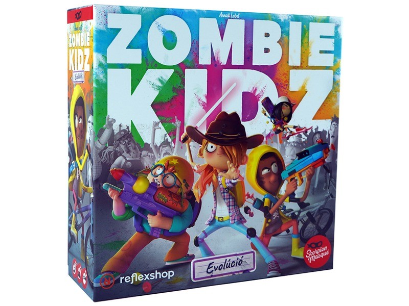 Zombie Kidz Evolúció doboz, figurák és játékelemek