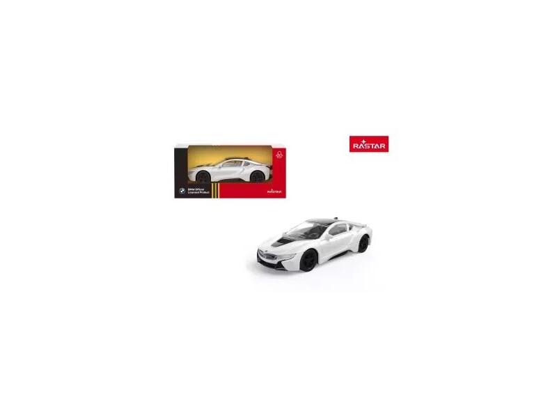 BMW i8 fém kisautó 1:43, fehér - vitrines doboz