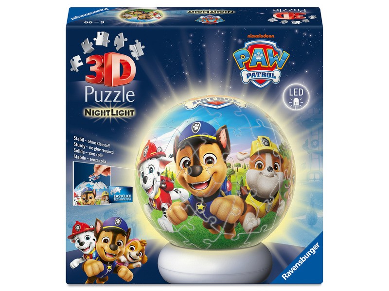 Puzzleball 3D - Mancs Őrjárat éjjeli fény, 73 db