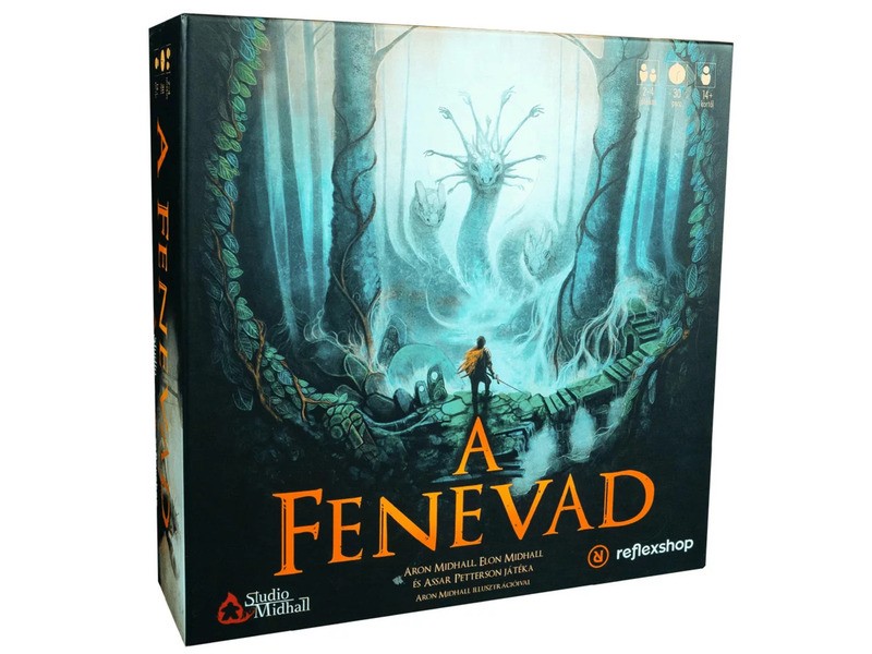 A fenevad társasjáték doboza és játékelemek