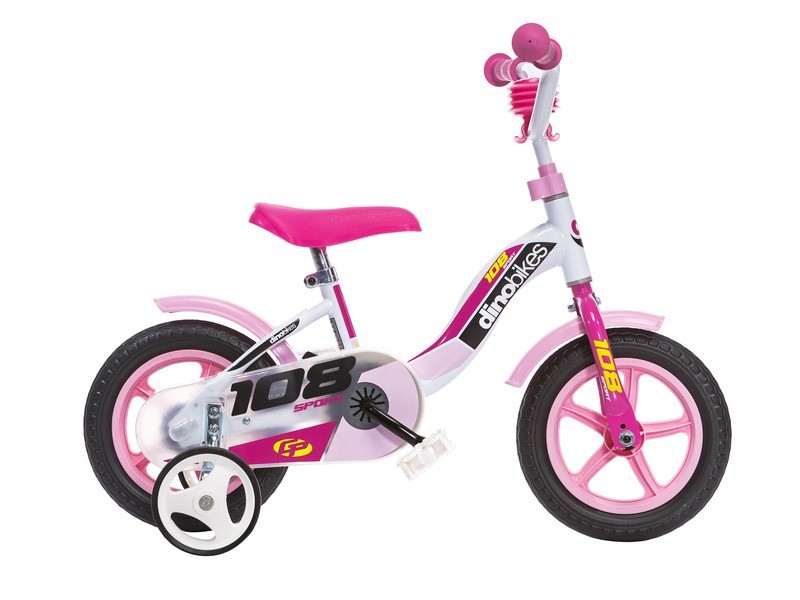 10\" gyerekbicikli 108 Sport - fehér/rózsaszín