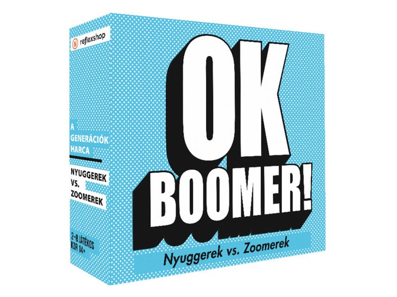 OK Boomer társasjáték doboz – generációs kérdések