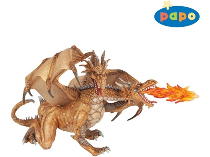 Arany kétfejű sárkány figura (38938)