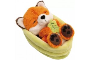 Nici plüss alvó kisróka kosárban (12 cm)