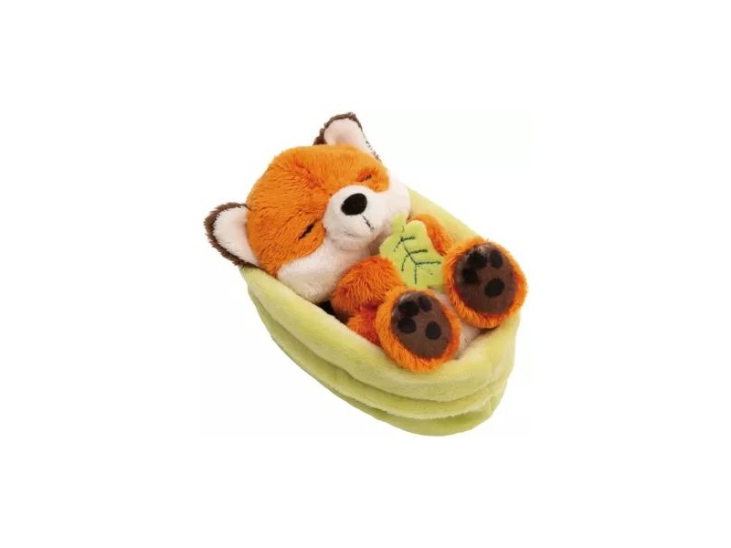 Nici plüss alvó kisróka kosárban (12 cm)