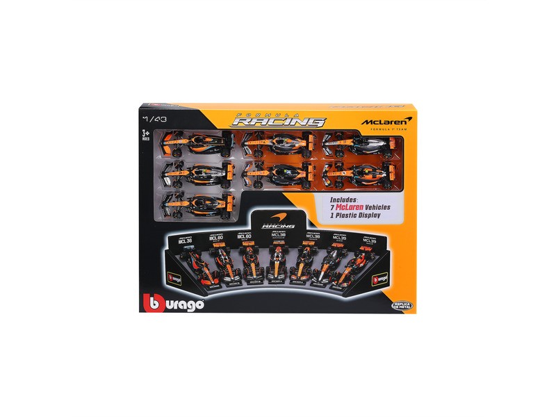 Bburago 1/43 McLaren F1 a 7 db-os demo állványon