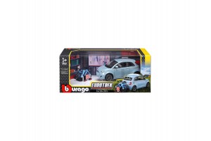 Bburago 1/24 Fiat 500E bicikli tartóval