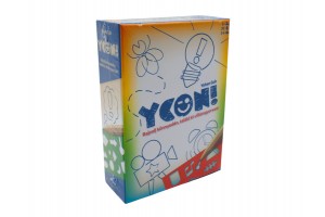 Ykon! társasjáték doboza és játékelemei