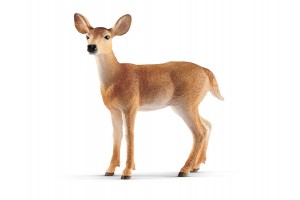 Schleich fehérfarkú szarvastehén figura, élethű részletek