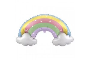 Pasztell szivárvány fólia lufi - 60 cm