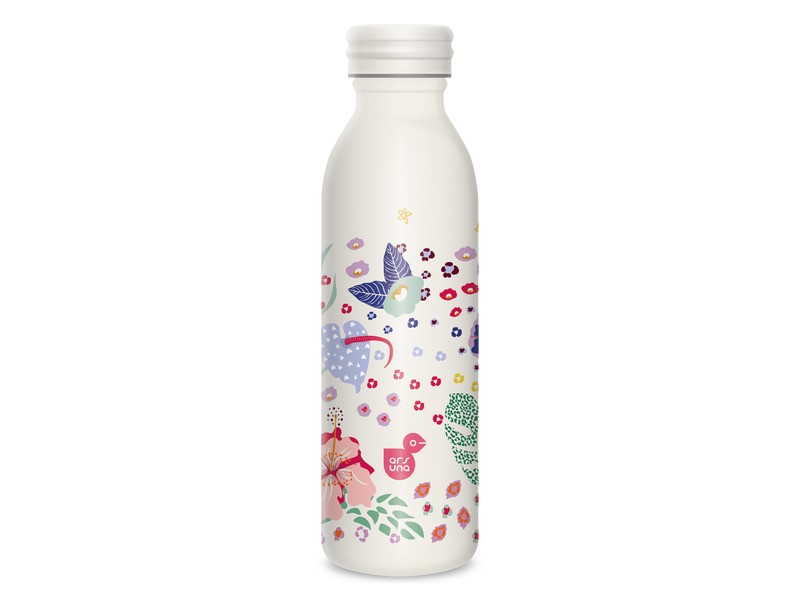 Duplafalú fémkulacs 600 ml - Cream Hibiscus
