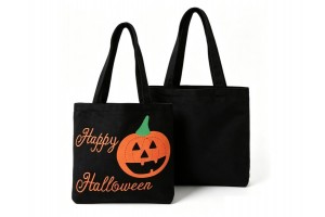 Halloweeni tökfejes vászontáska - elölnézet