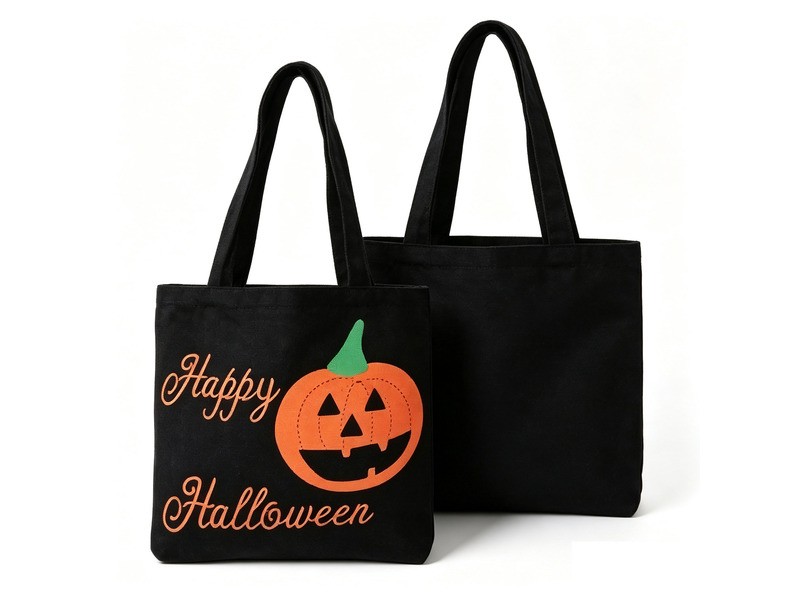 Halloweeni tökfejes vászontáska - elölnézet