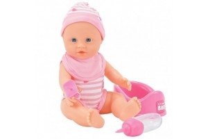 New Born Baby pisilős játékbaba 30 cm - cumi, előke