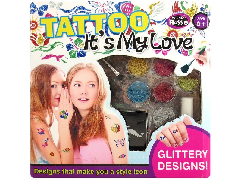 Csillámtetkó készítő készlet — ecsetek, sablonok, csillámpor