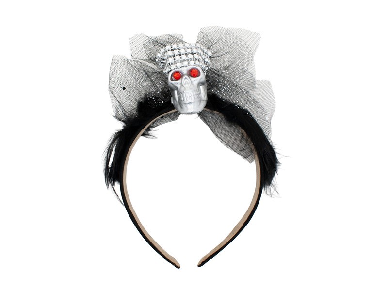 Koponyás hajráf - Halloween fejdísz