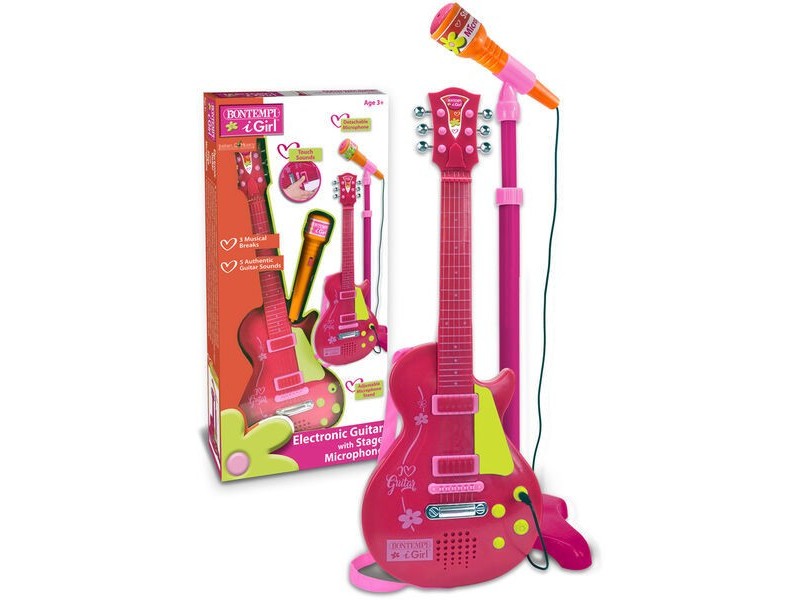 Bontempi rock gitár mikrofonnal és állvánnyal