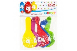 Színes 4-es szám lufi csomag, 30 cm, 5 db