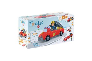 Toddys Harry és Helpy kisautó játékszett, mozgatható létrával