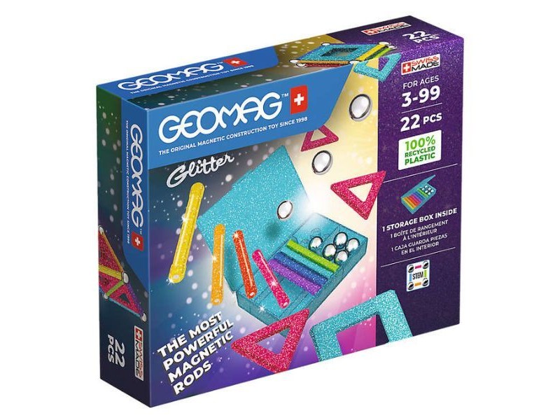 Geomag Glitter 22 db-os készlet — csillogó mágneses építőjáték