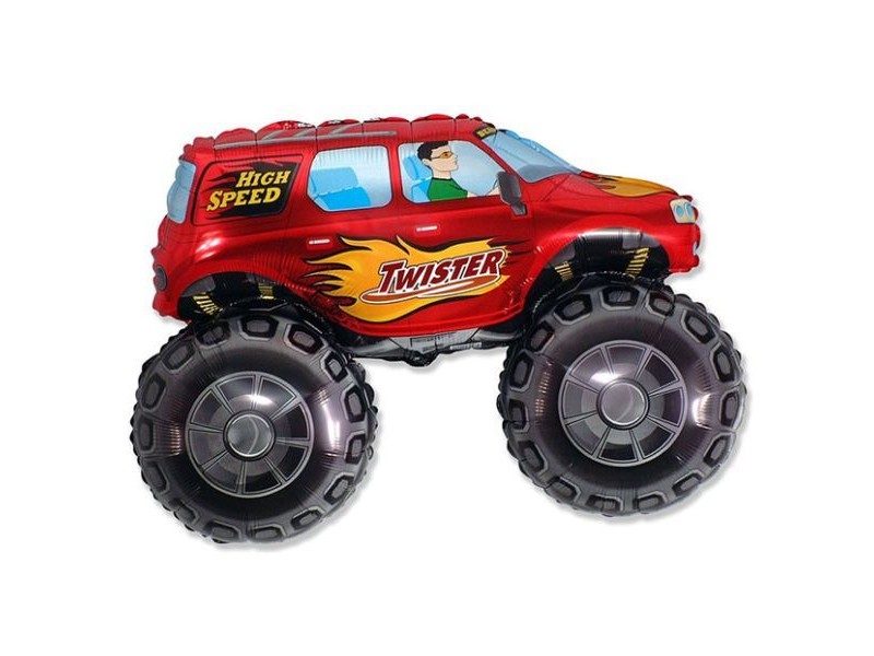 Monster Truck fólia lufi — piros, 60 cm