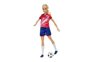 Barbie focista baba piros 9-es mezben, labdával