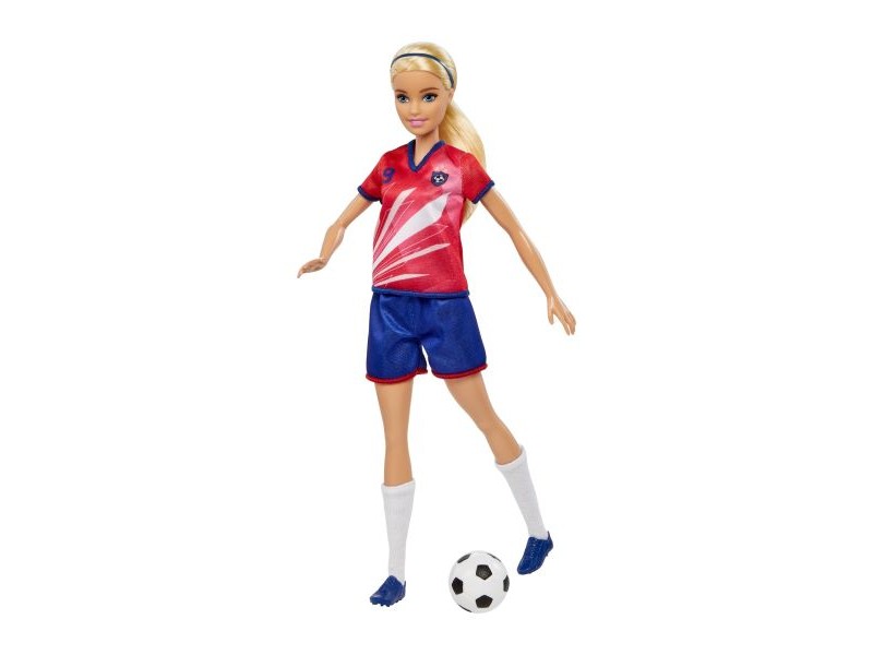 Barbie focista baba piros 9-es mezben, labdával